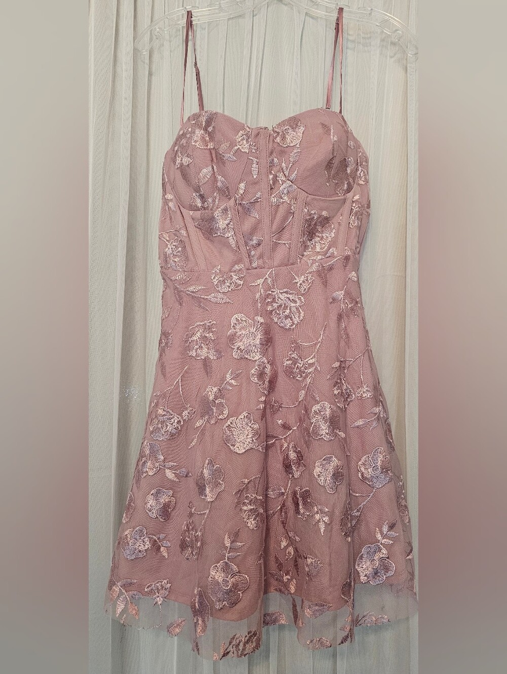 Trixxi Size 13 Rose Floral Embroidered Fit & Flare Mini Dress